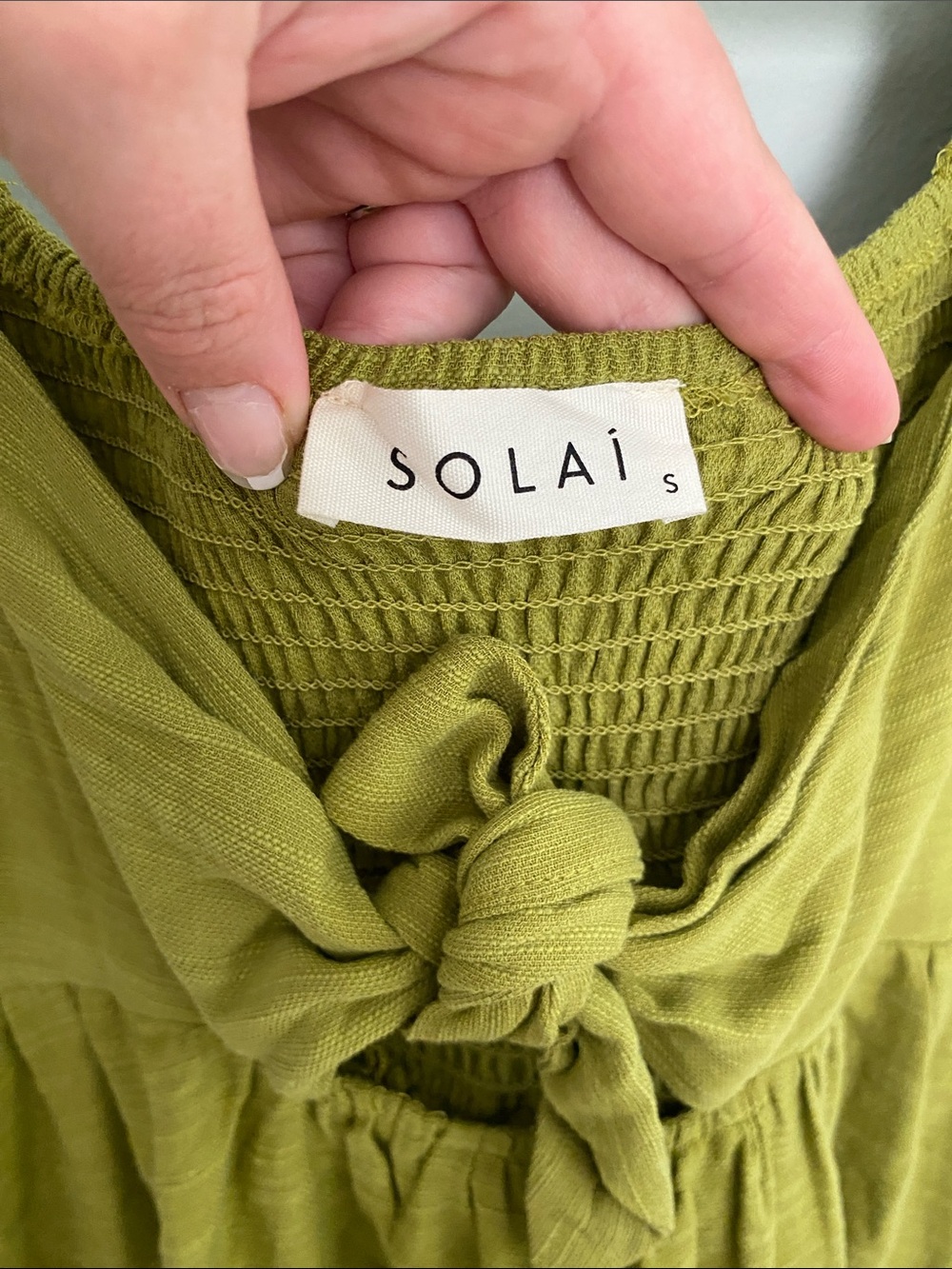 Solai the Label Lively Cotton Mini Dress in Olive Green Size Small - Picture 9 of 10